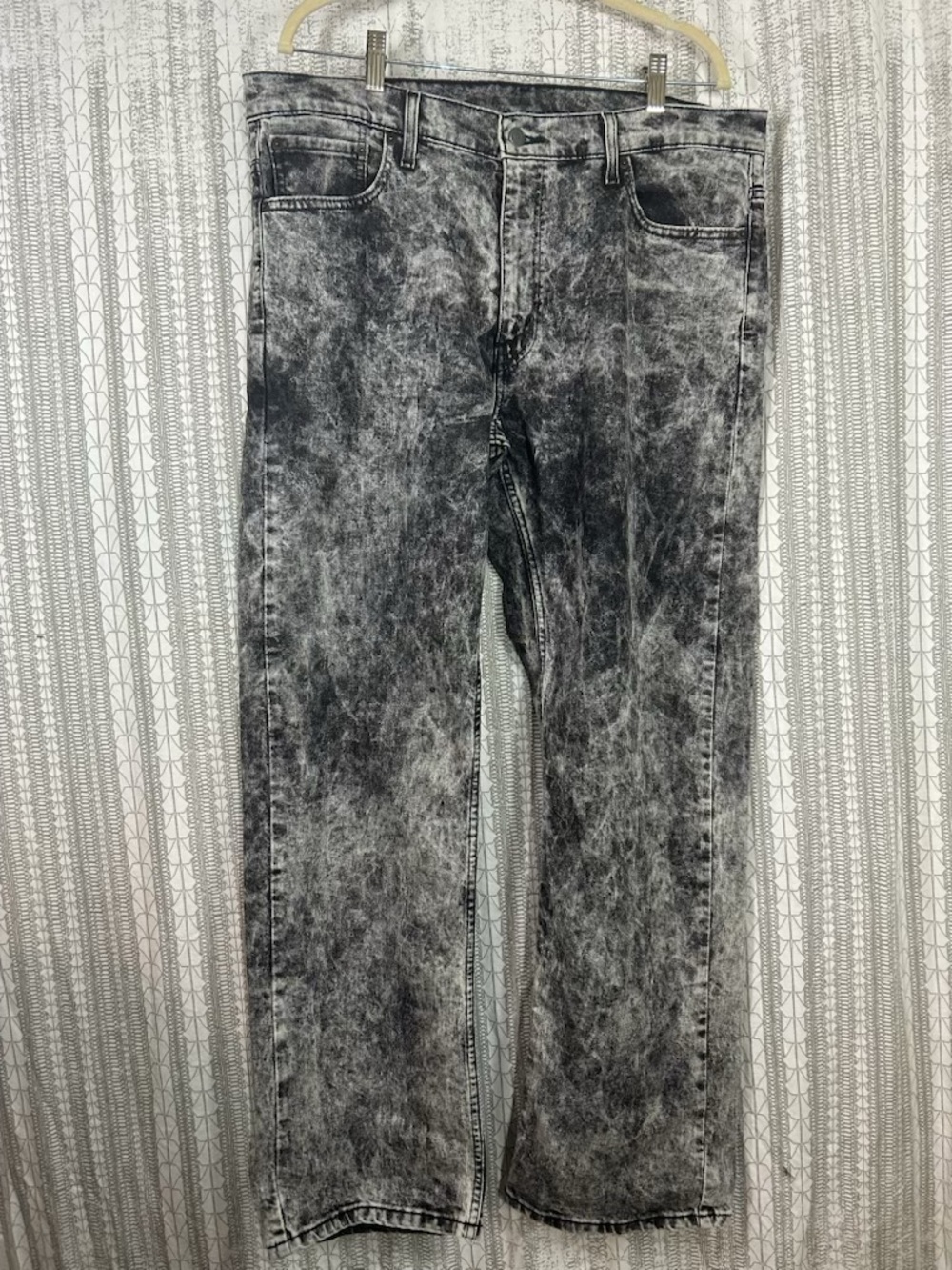 Levi's Men's Gray Black Acid-Wash Straight Jeans